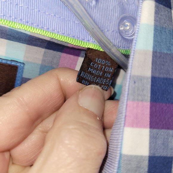 Tattersall London Shirt Men 16.5x32-33 Long Sleeve Button-Up Spread Collar *Flaw - Picture 8 of 13